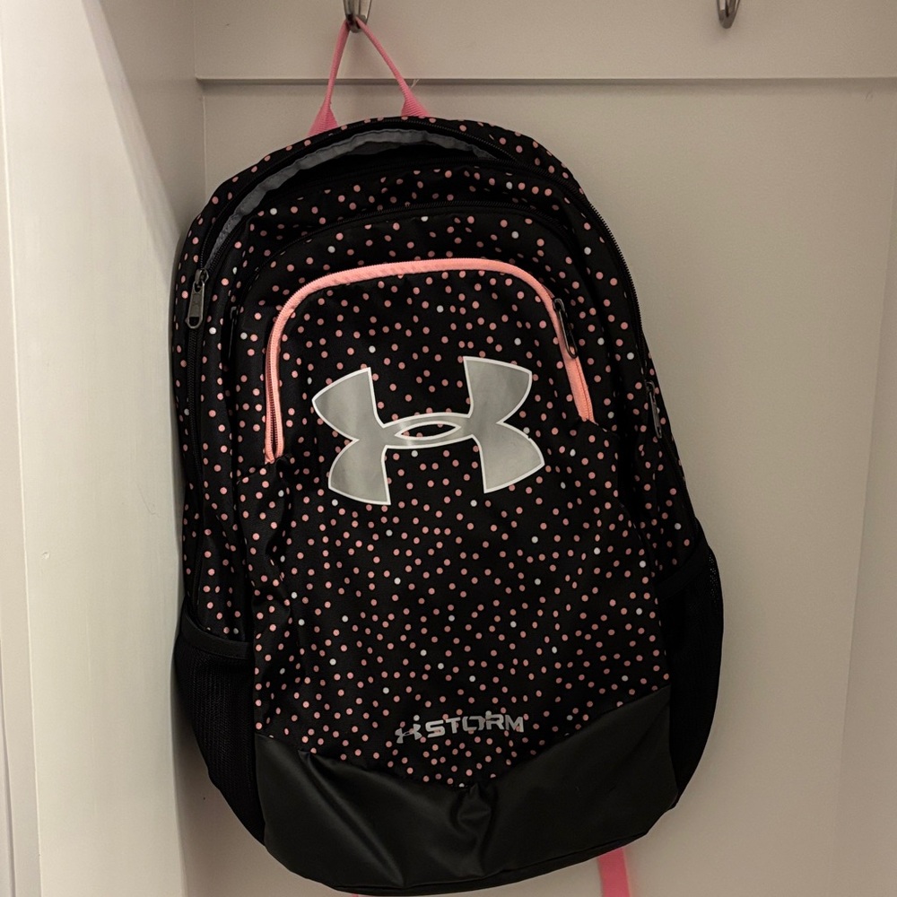 Under Armour Black and Pink Dot Backpack